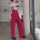 Casual Minimalist Trouser For Women High Waist Loose Wide Leg Pants Female Spring Fashionable New Clothing