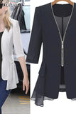 Chiffon Ruffled Solid Blazers Jacket Half Sleeve Women Patchwork Jackets Short 2023 Spring Korean Slim