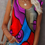 Tops Summer Loose Tank Top Color Printed Sleeveless Tee Shirts Sexy Tops Casual 5XL Ladies Vest Singlets