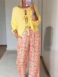 New Round Tie Nine-Sleeve Rope With Knitted Sweater Lazy Wind