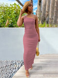 One Shoulder Pleated Long Party