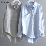 Spring Turn-down Collar Solid Women Shirt Oversized Long Sleeve Women Blouses Casual Pockets Female Shirts Tops Blusas