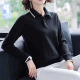 Fashion Doll Collar Knitted Sweater Middle aged Women Autumn Winter Pullover Casual Top Plus Size Bottoming Sweaters