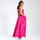 2025 New Waist Thin Seaside Holiday Dress French Rose Red Sling Dress