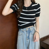 Lazy Wind Collar High-Waist Temperament Short Top Women Summer New Chic Korean Version Of Short-Sleeved