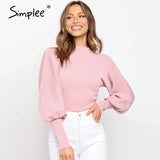 Autumn winter knitted sweater High collar Lantern Sleeve loose women's sweater High street fashion pullover 2020