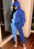 Contrast Color Hoody Sweatsuit with