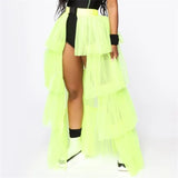 Tutu Skirt Summer Mesh Tulle High Waist Tutu Bustle Skirts Dancing Skirt Ball Gown Solid Color Streetwear Ladies