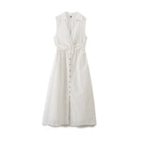 Spring New Hollowed-Out Embroidery Waist Buckle Dress 3017653-Outfit