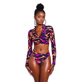 One Piece Print Bikini Long Sleeve