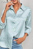 Spring Summer Womens Casual Button Up Shirt Long Sleeve Leopard Office Lady Print Shirts Female Cardigan Elegant