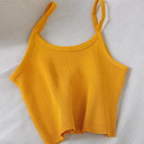 Tops Knitting Camisoles Female Solid Camis Street Camisole Ladies Camis With Straps Spaghetti Crop Tops