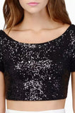 Toloer Sequin Top Ebay Sexy Back Crop Top Women's T-Shirt Short