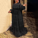 Maxi Long Dress Long Robe Sexy Lace Lantern Sleeve Floor-Length Party Dress 2021 VONDA Beach Holiday