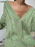 2021 V Neck Oversize Cardigan Women's Sweater Autumn Winter Knitted Long Sleeve Heart Button Loose Casual Jumper