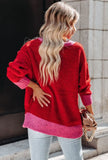 Contrast Color V-Neck Sweater Coat with