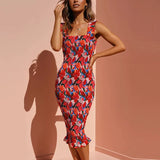Women's Clothing 2026 Spring And Summer Flowers Long Slings Lotus Side Hem To Repair The Long Dress