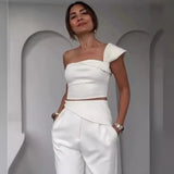 Summer New Hottie Collar Hanging Neck Repair On The Body Of High-Waisted Straight Trousers