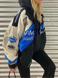 Logo Graphic Oversize Zipper Jacket-Outfit