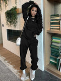 Casual Plain Long Sleeve Loose Sweatshirt And Matching Pants Two Piece