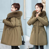Send To Overcome The Female Long Korean Version Loose Cotton-Padded Clothes 2024 New Winter Add Velvet Add Thick Waist Cotton Coat Tide-Outfit