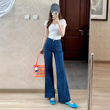 High-Waisted Elastic Micro-Horn Jeans Women Autumn And Winter French Retro No-Legs Horseshoe Horn Pants Spring And