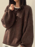 Oversized Split Hem Pullover Sweater-Outfit