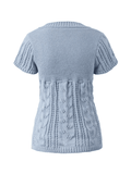 Buttoned Slit Tie Front Knit Top-Outfit