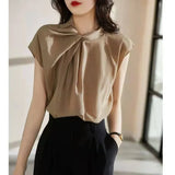 And South Korea 2025 Summer New Heart Machine Details Collar Refreshing Tian Silk Mixed Spinning French Small