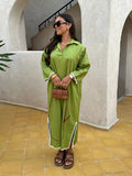 Split Lapel Long Dress Women Solid Long Sleeved V-neck Oversize Dresses 2024 Spring Summer Casual Beachwear Vestidos-Outfit