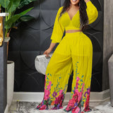 Set 2025 New Female V-Neck Bat Sleeve Chiffon Shirt