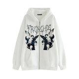 Y2K Angel Dark Printed Hoodies Streetwear Zip Up Long Sleeve Oversized Hooded Sweatshirt Couple Hip Hop Punk Jacket