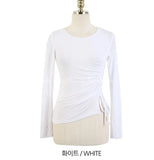 Top Sexy White T Shirt Women Elasticity T-Shirt Cotton Black Tee Woman Clothes Slim Tshirt Female Skinny Long Sleeve
