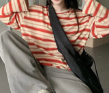 Vintage Striped Oversized Long Sleeve Tee-Outfit