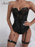 Lingerie Bodysuit Women Lace Ruffled Exotic Costumes Fitness Sissy Pornographic Teddy Elegant Bodies