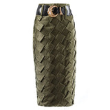 Coffee Casual Slim Solid Temperament Skirt Female Gathered Waist Minimalist Skirts For Women Autumn Style 2022