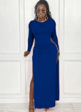 Formal Cut Out Side Slit Keyhole O-Neck Long Party
