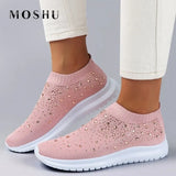 Sneakers Women Summer Sneakers Rhinestone Walking Shoes Ladies Casual Slip-on Loafers Female Diamond Zapatilias Mujer