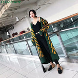 chic jumper green cardigan long sweater long sleeve kimonos autumn winter women ourwear yellow cotton blend