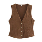 Women's Clothing 2025 Autumn New Texture Vest Top + Straight Trousers