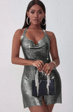 Sexy Sliver Sparkling Sequins Halterneck Sleeveless