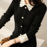 Women Single Breasted Turn Down Collar Knitted Sweater Spring Long Sleeve Elegant Slim Bodycon Knee Mermaid Dress Black
