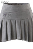 Women Fashion New College Style Solid High Waist Mini Skirt Sweet Side zipper Pleated Short Skirts Chic Preppy