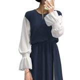 And Autumn New Women's Clothing 20255 Impact Color Splicing Body Showing Slim Swing Long Sleeve A Word Pressure Skirt