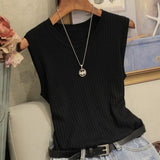 O-neck Solid Casual Tank Fashion Female Sleeveless Thin Tops Knitted Vests Women Top Blusas Mujer De Moda 2021 4588