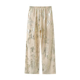 New Metal Printed Middle Waist Loose Casual Trousers 7102508302-Outfit