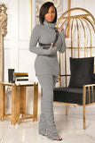 Casual Solid High Neck Long Sleeve Slim Top and Ruched Pants Set 2 Piece