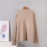Warm Cashmere Sweater Women 2020 New Soft Crimped Neckline Loose Pullovers Korean Coffe Khaki Knitted Female
