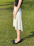 Temperament Light Ripe Wind Folds Thin Wave Point Bump Color Double Mesh Splicing Medium Long A-Word Half-Body Skirt