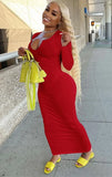 Ribbed Sexy Long Bodycon Dress with Full